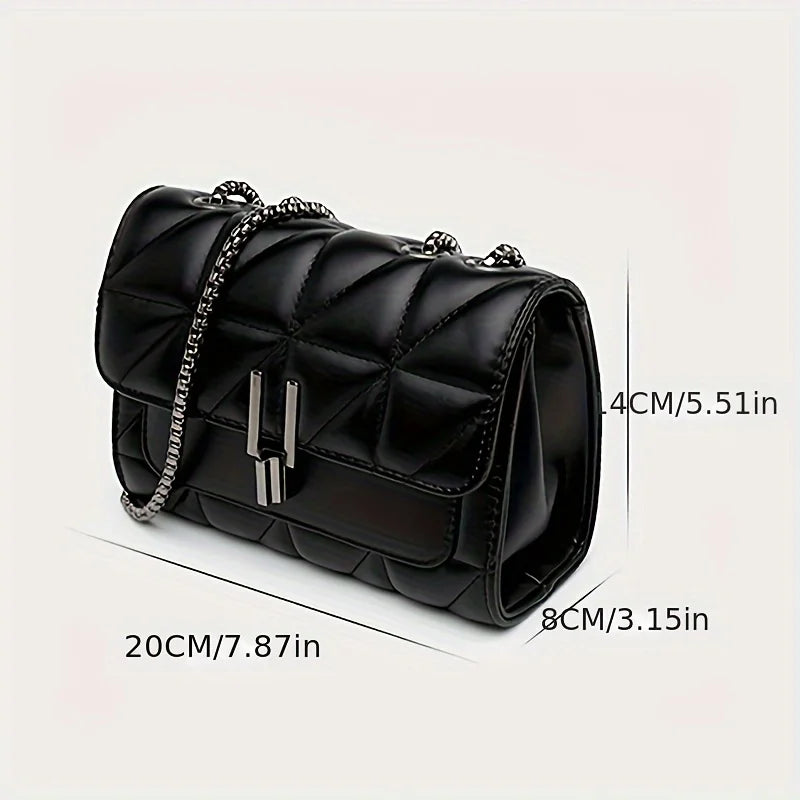Elegant Mini Plaid Crossbody Bags for Women Classic Flap Shoulder Bag Purse with Adjustable Strap, Faux Leather Chain Square Bag