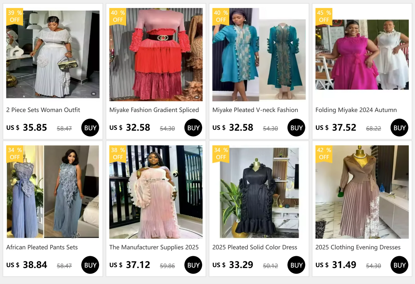 Miyake Pleated Dress 2025 Diagonal Collar Elegant Loose Solid Color Big Pendulum Pleated Skirt African Women's Summer New