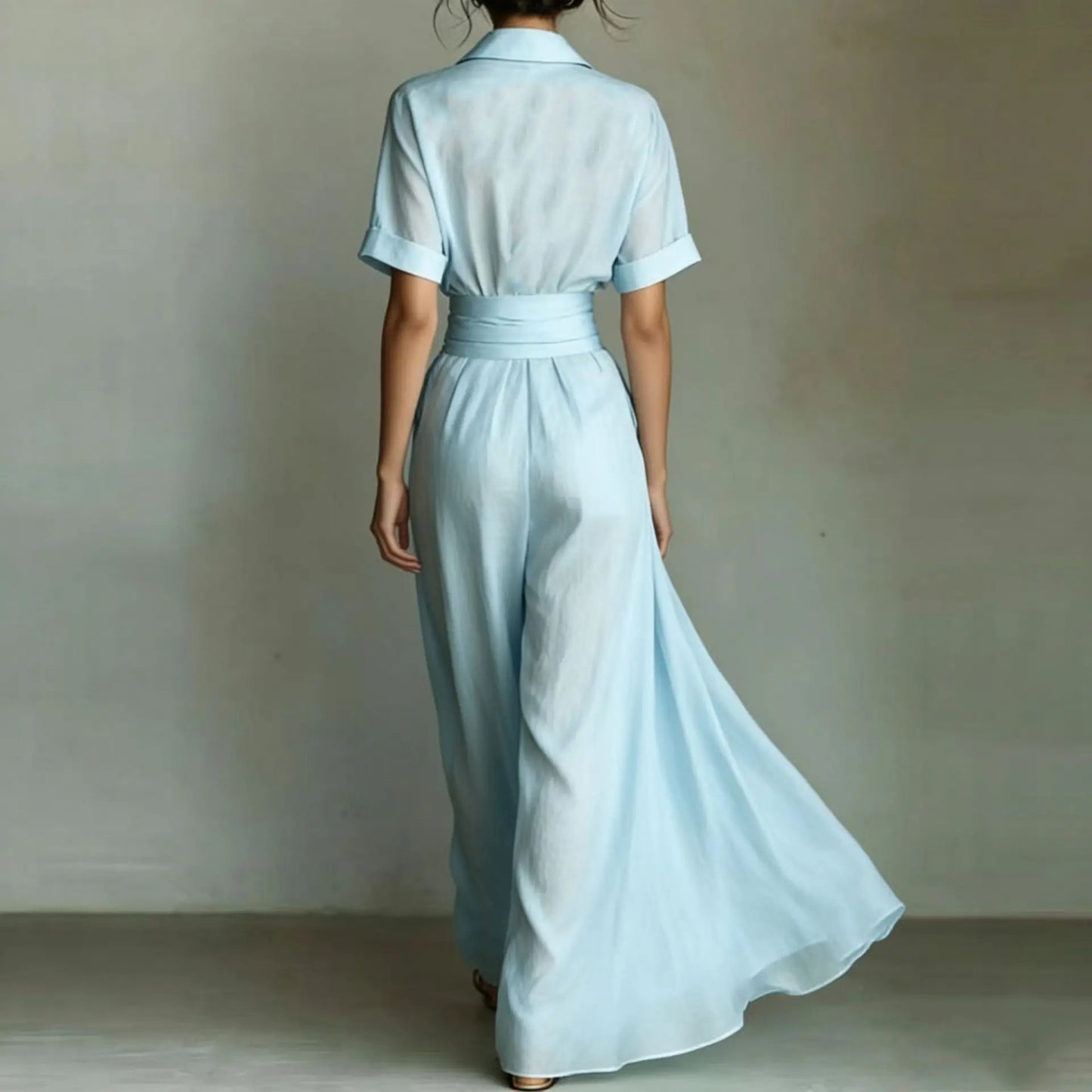 Dress Dresses Women Spring Summer French Retro Plain Waist Cinching Slim African Sundress