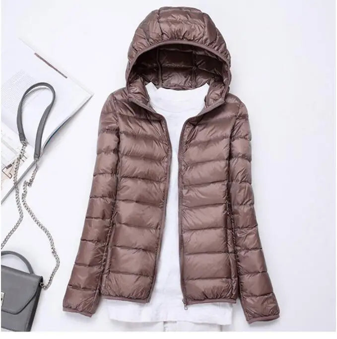 90% Ultralight Duck Down Jacket Women's Winter Hooded Short Slim Fit Down Jacket 2024 Fall/Winter Women's Down Jacket