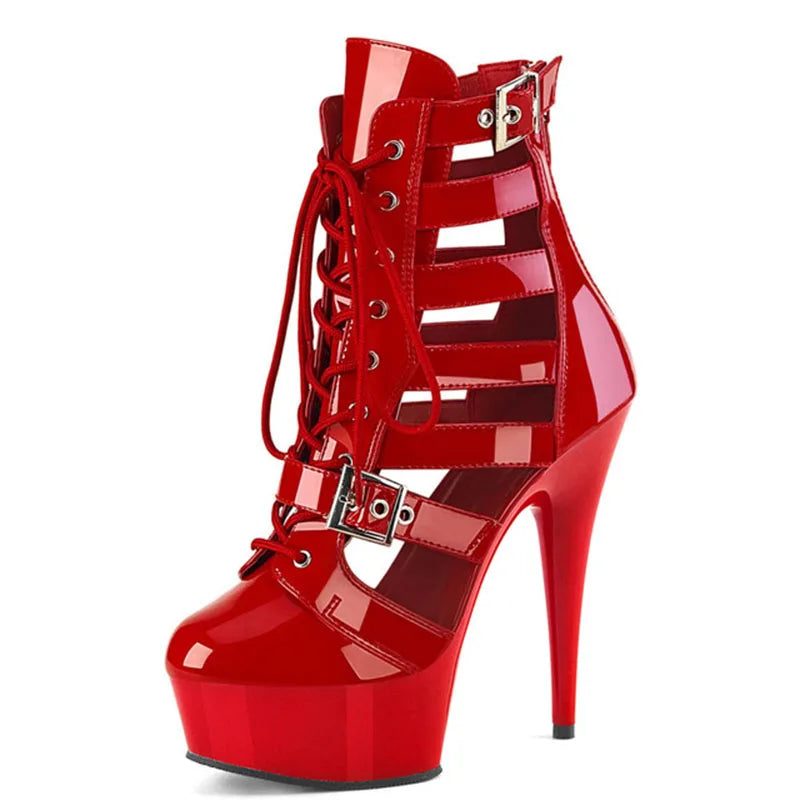 Exotic 20 cm Leopard Print Gothic Stripper Heels Size 34-46 8Inch Platform Ankle Boots Strip Pole Dance Catwalk Round Toe Women