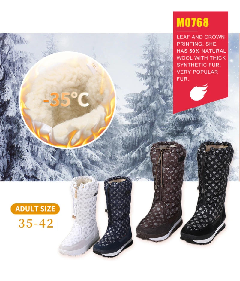 Large-Size Cotton Shoes For Winter Outdoor Thick Warm Cotton Shoes High-Top Snow Boots Winter Wild Plus Velvet Cotton Boots
