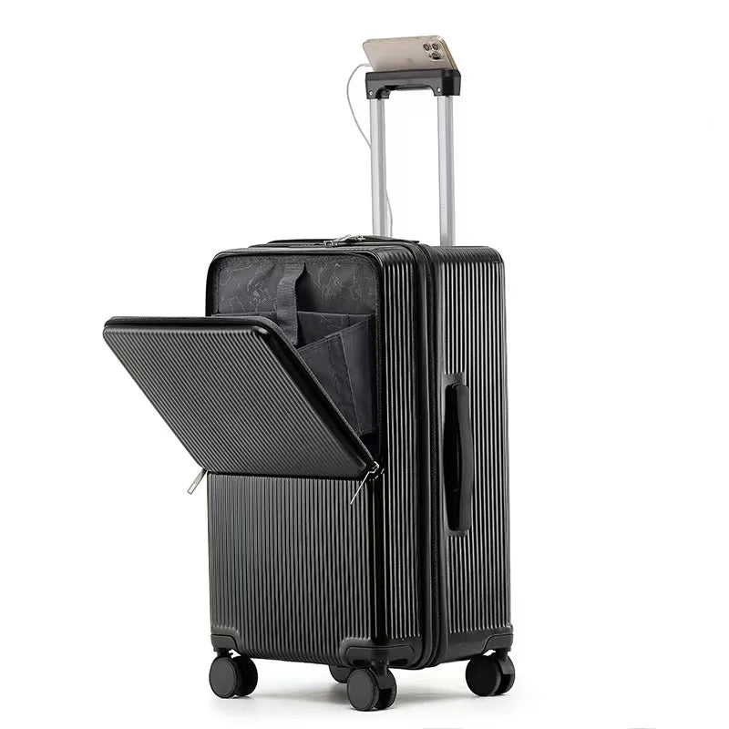 Front Opening Suitcase 20 inch Boarding Box Trolley Case 28/30 inch Luggage Large Capacity Aluminium Frame Suitcase Password Box