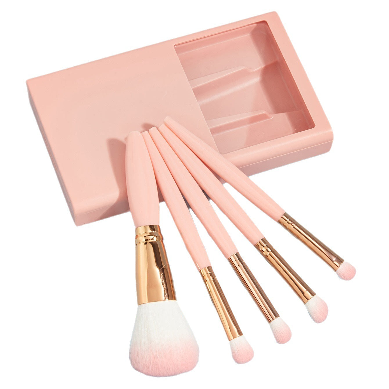 Set de viaje de 5 brochas de maquillaje con espejo