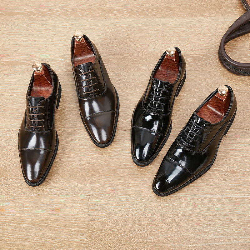 Zapatos Oxford de charol de tres piezas con punta y suela blanda para hombre de negocios