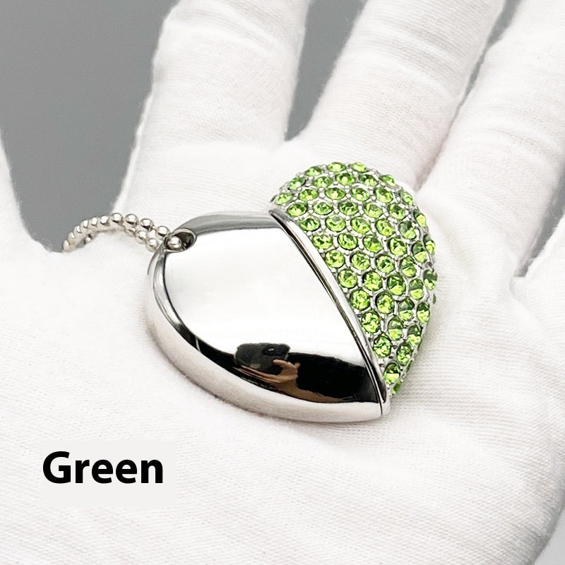 Fashion Personality Brick-inlaid Heart-shaped U Disk