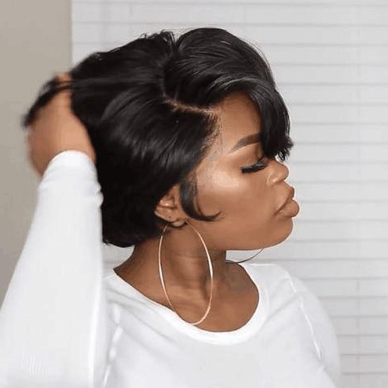 Peluca Bob Corta Pelucas Frontales de Encaje para Mujeres Negras Cabello Humano