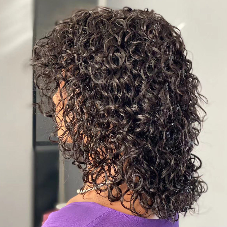 Pelucas de cabello humano con flequillo de ondas de agua
