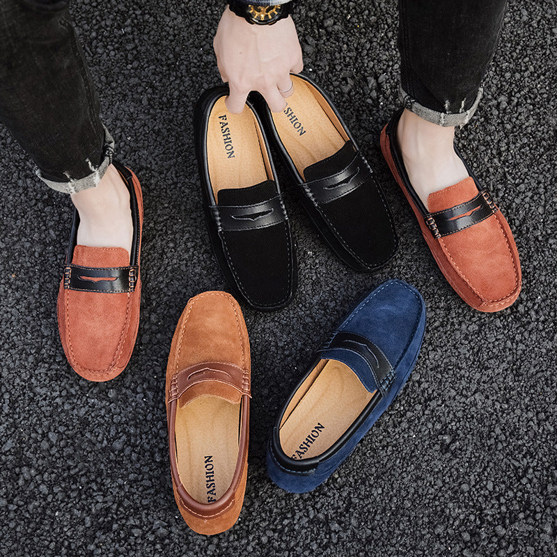 Nuevos Mocasines sin Cordones para Hombre de Cuero Versátiles con Ribete Color Block