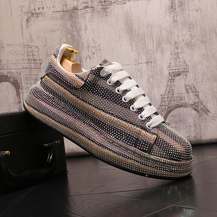 Zapatillas casuales bajas de hombre con pedrería a la moda