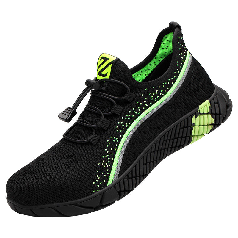 Zapatos de seguridad de corte bajo, transpirables, de tejido volador