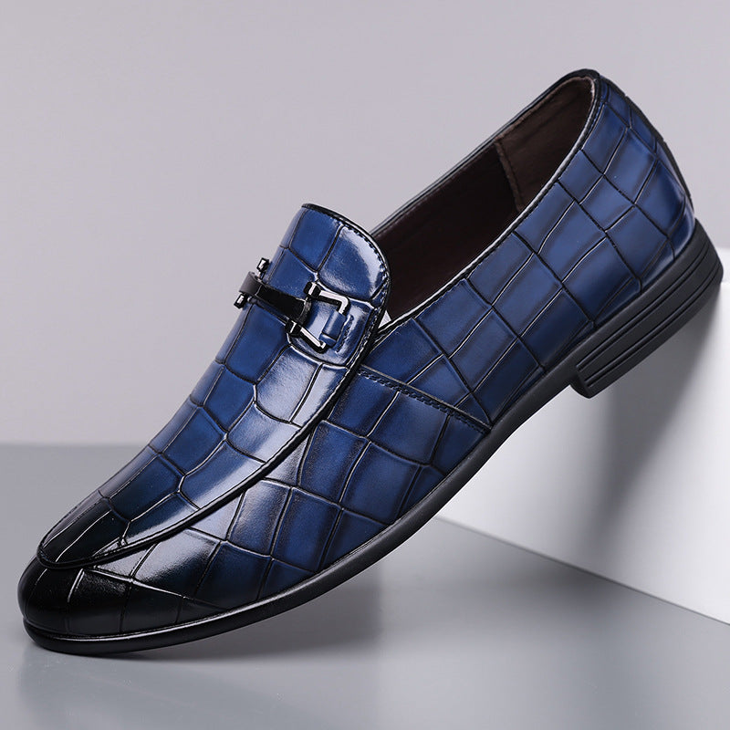 Zapatos de cuero ligeros de lujo para hombre, con suela de goma, talla grande y diseño a cuadros