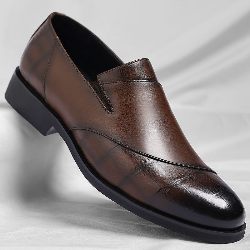 Zapatos de cuero casuales sin cordones para hombre, de corte bajo, para uso formal de negocios