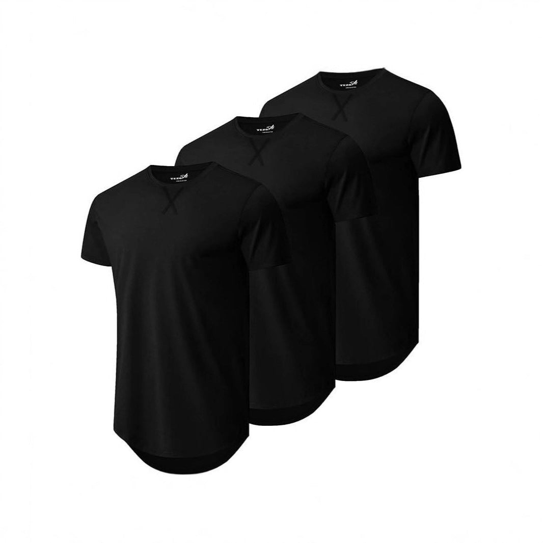 Top Faux Cotton Long Sleeve Crew Neck Short Sleeve Summer T-shirt