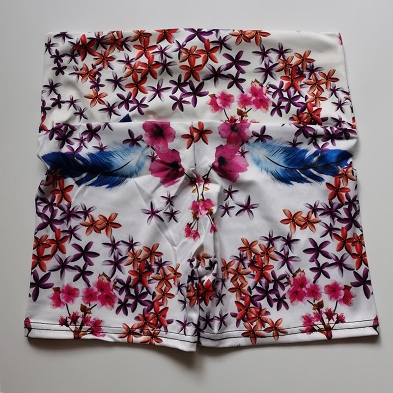 Pantalones cortos de yoga para mujer, de secado rápido, deportivos, con diseño de flores, que realzan la cadera