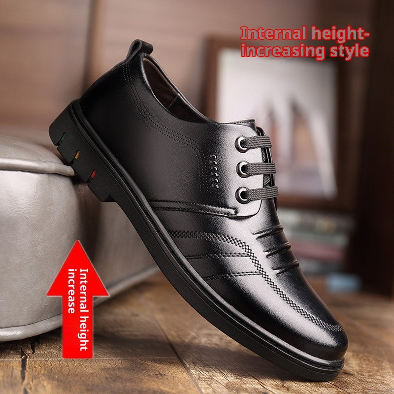 Zapatillas de cuero informales de negocios con plantilla para aumentar la altura para hombres