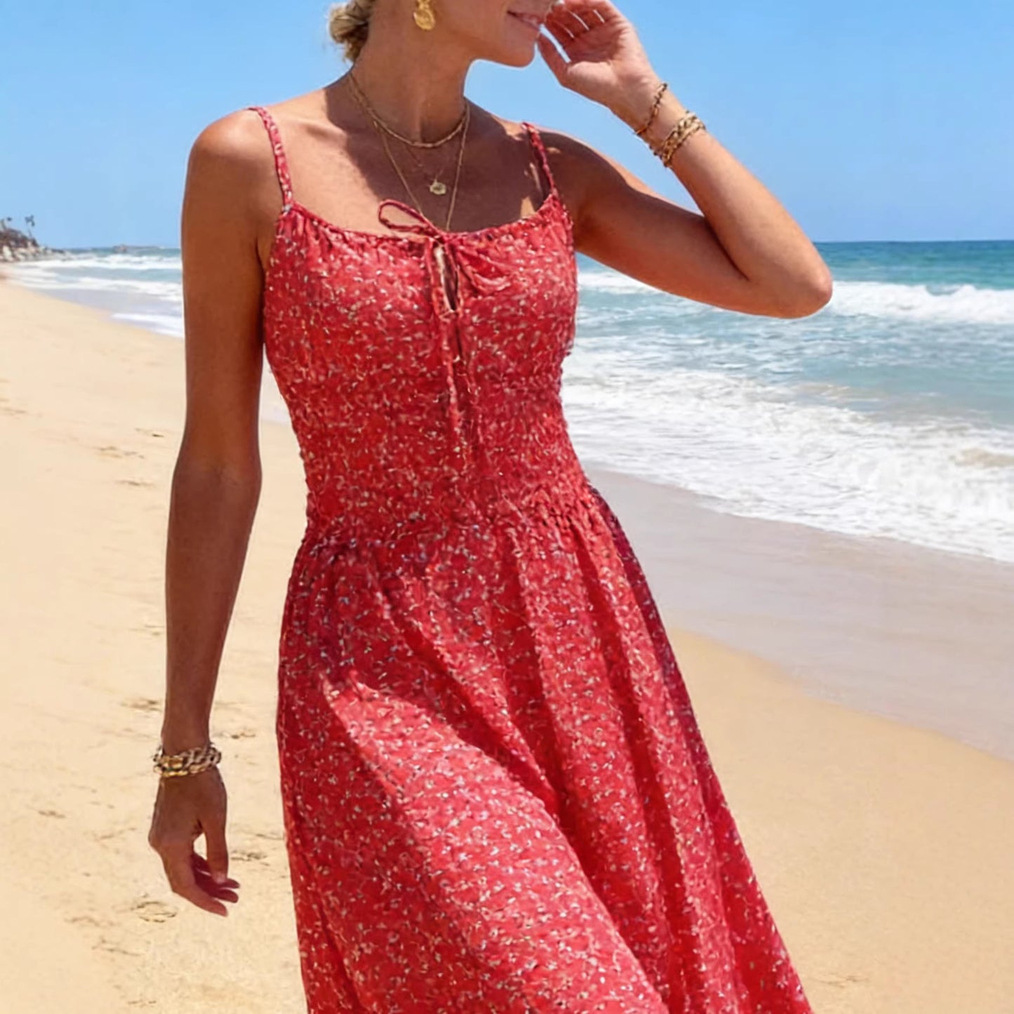 Lace-up Waist-Cinching Womens Slip Dress