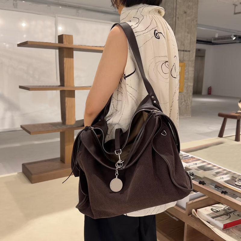 Bolso tote de invierno de gamuza mate con correa de un solo hombro y gran capacidad