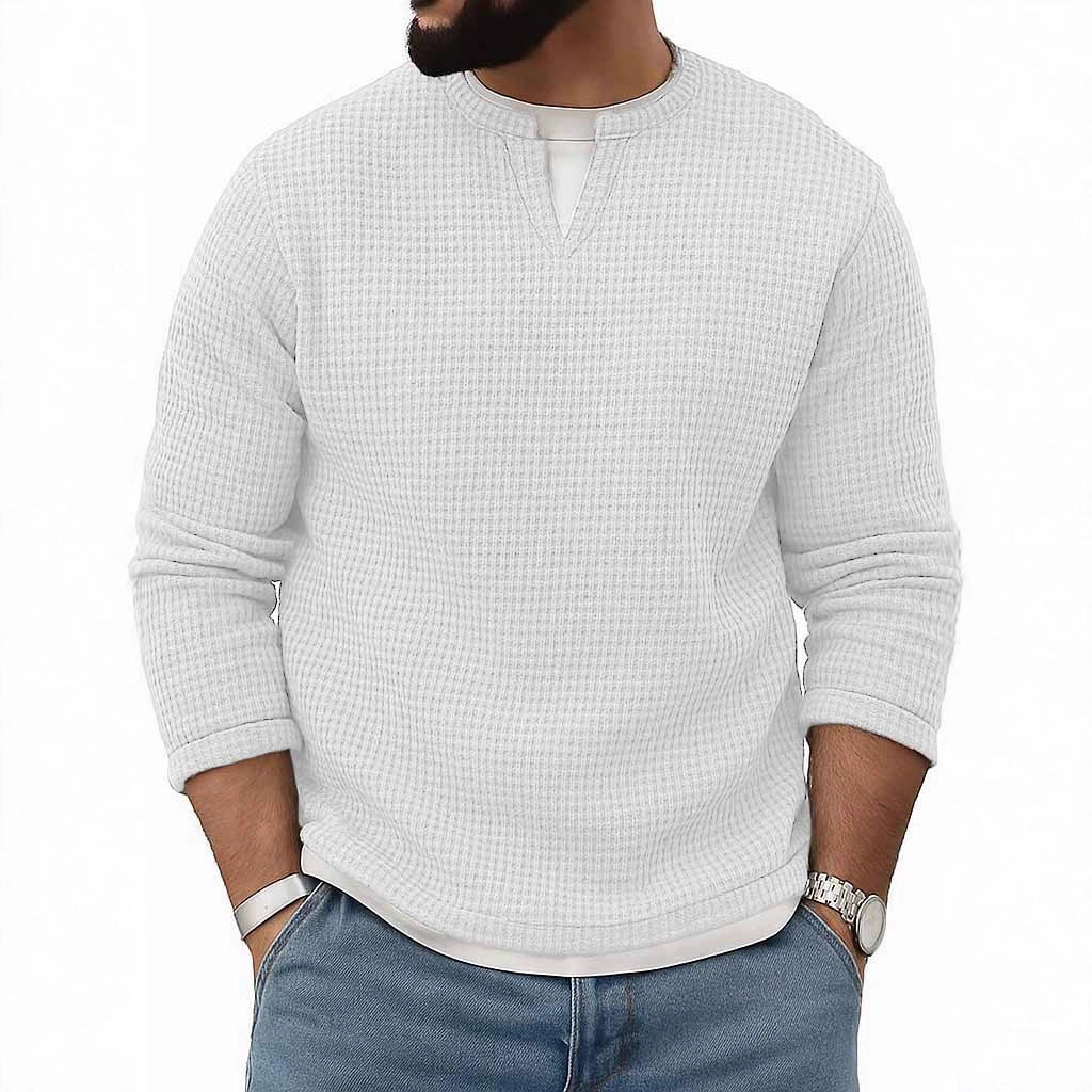 Conjunto de dos piezas de manga larga con cuello redondo para hombre, otoño-invierno