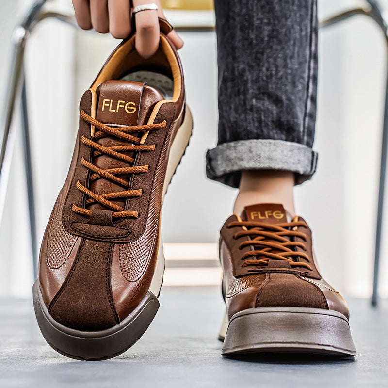 Black Work Casual Leather Shoes Low-cut