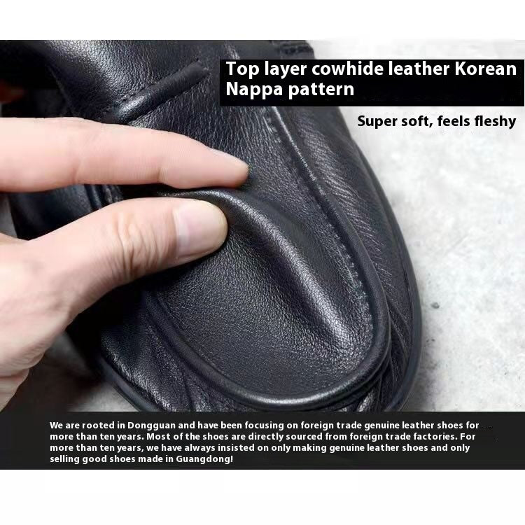 Zapatos de cuero casuales de una sola capa y suela suave para hombre