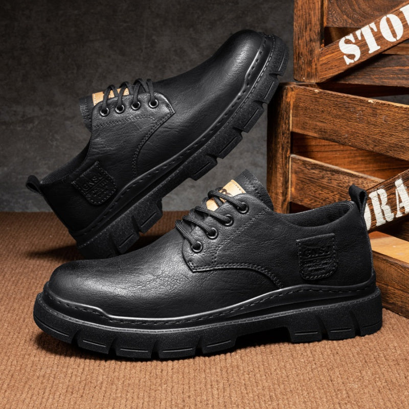 Zapatos de hombre de cuero suave negro de negocios para otoño, para exteriores, estilo británico
