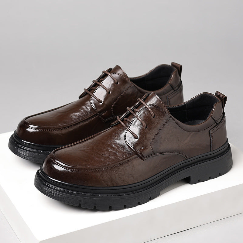 Zapatos de cuero con plataforma y suela gruesa para el tiempo libre