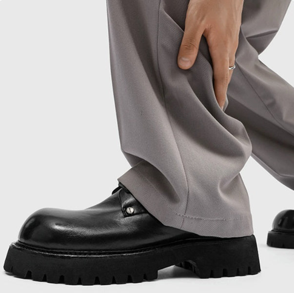 Zapatos de Cuero Casuales de Desplazamiento para Hombre Con Suelas Gruesas