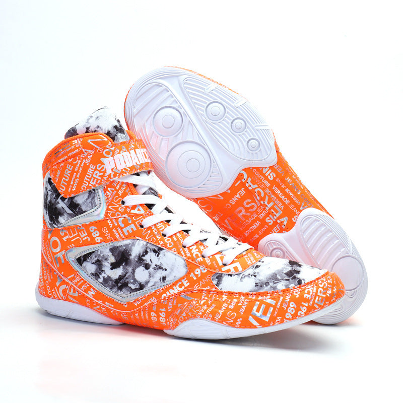 Zapatillas de boxeo altas de moda con grafiti para hombre