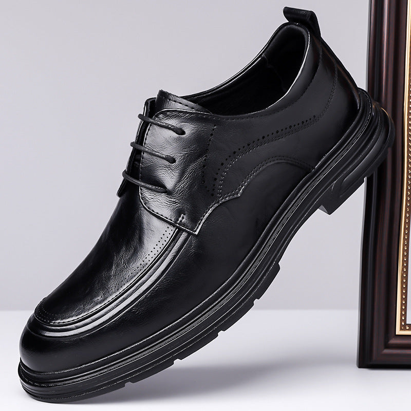 Zapatos de cuero con cordones marrones formales de negocios para hombre