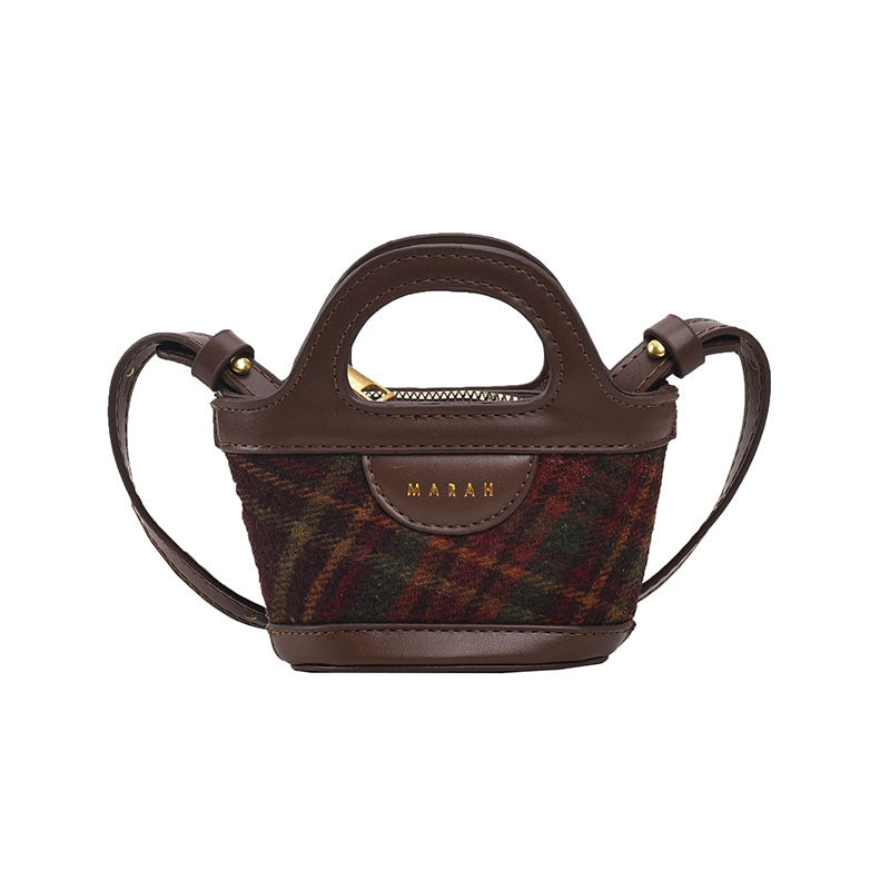 Korean-style Patchwork Fashion Plaid Niche Mini Tote Crossbody Bag