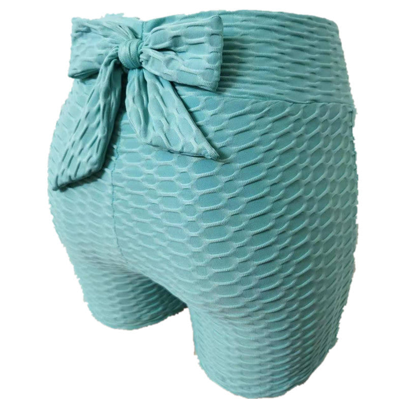Pantalones cortos deportivos jacquard de yoga burbuja para mujer