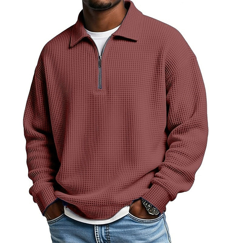 Polo de hombre con cuello y media cremallera