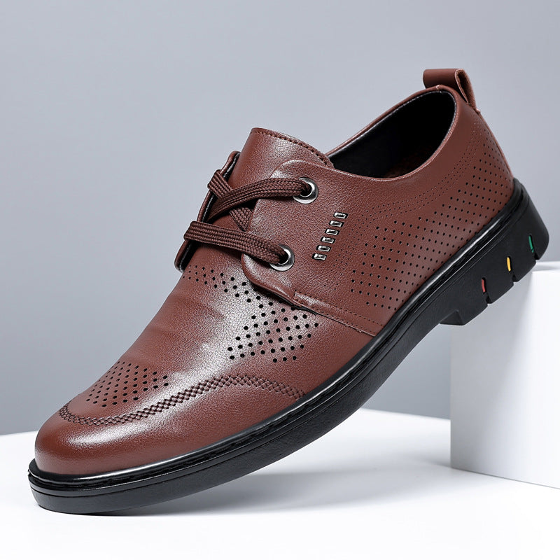 Zapatillas de cuero informales de negocios con plantilla para aumentar la altura para hombres