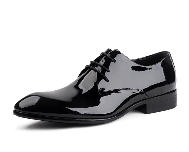 Zapatos de boda brillantes con cordones de cuero, puntera de cuero