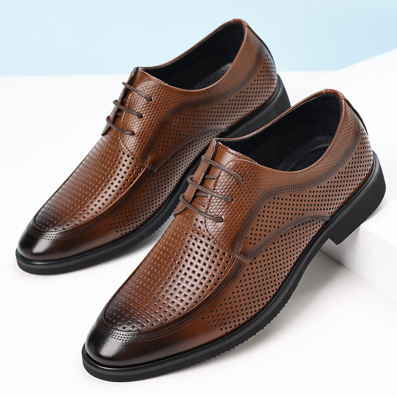 Zapatos de vestir de cuero para ir al trabajo con punta redonda antideslizante