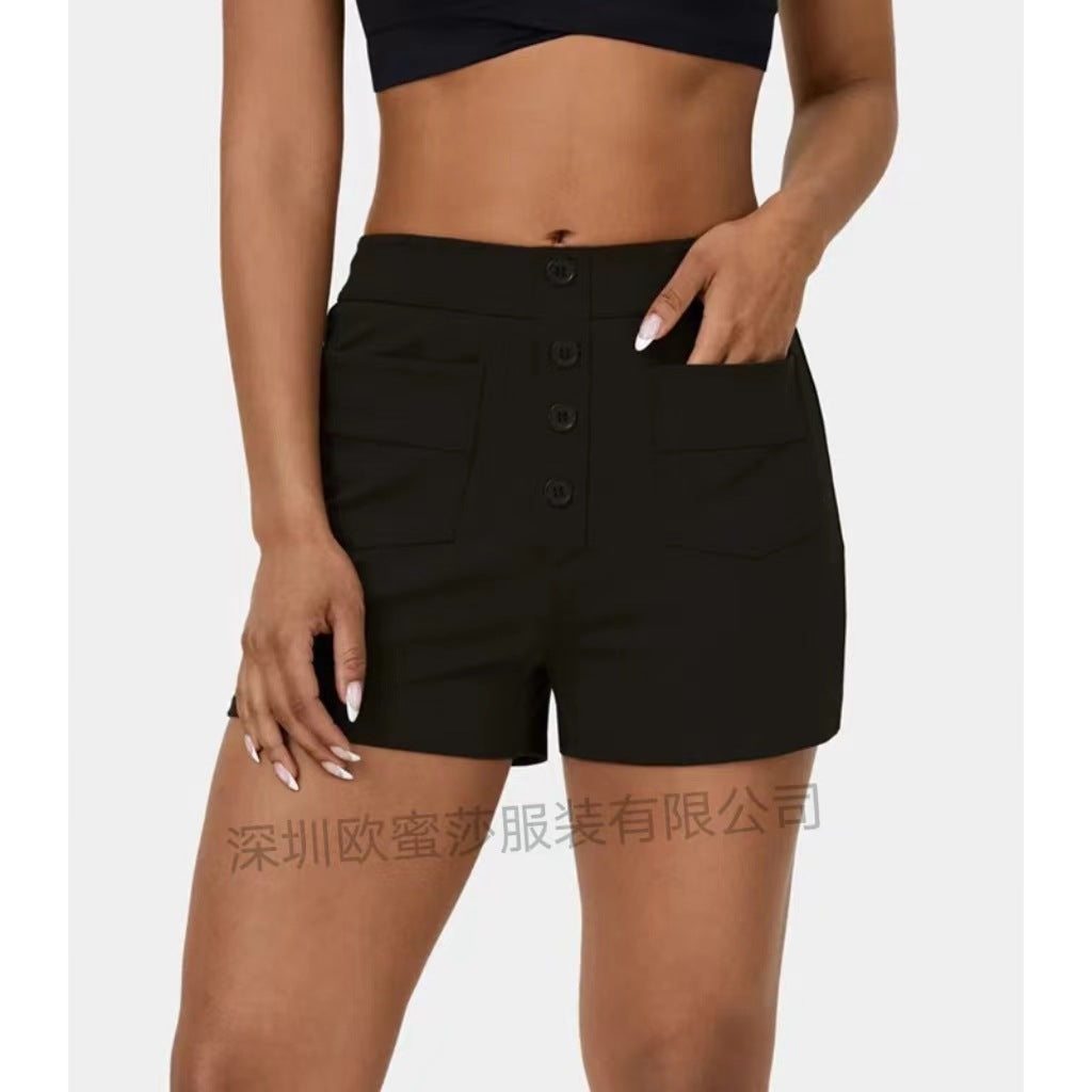Urban-style Elegant Womens Clothing Polyester Patchwork Mid-rise Shorts For Women