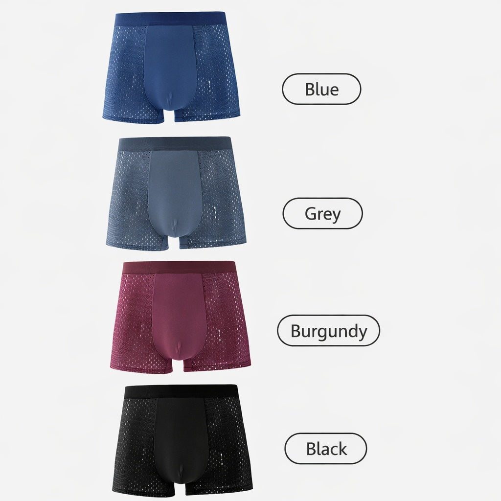 Calzoncillos bóxer de seda helada de malla para hombre, ropa interior de micromalla transpirable y ventilada, calzoncillos de verano ligeros y frescos para hombre