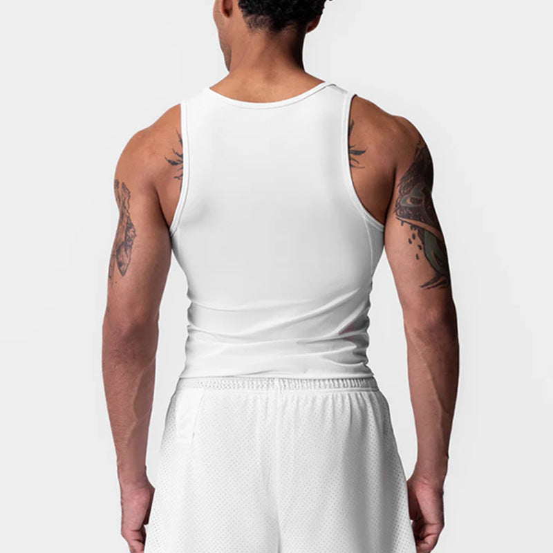 Camiseta sin mangas deportiva de secado rápido y alta elasticidad para hombre, de seda de leche, estilo americano de verano