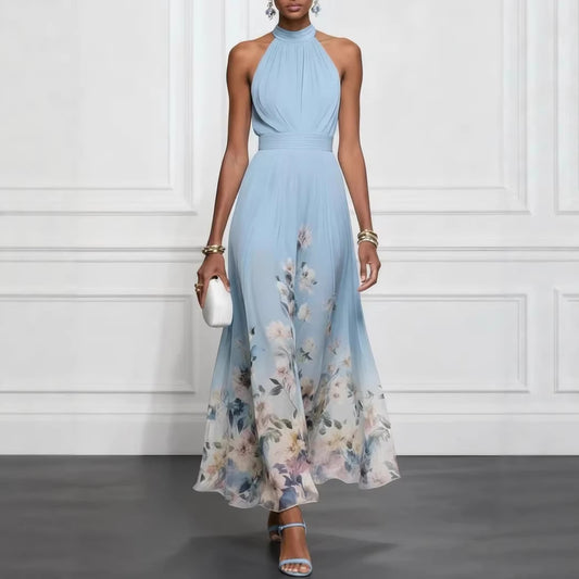 V-neck Waist Trimming Ruffles Elegant Dress