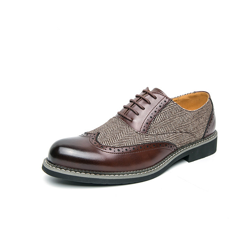 Zapatos de cuero Brogue de moda para hombre, estilo coreano, informales, formales