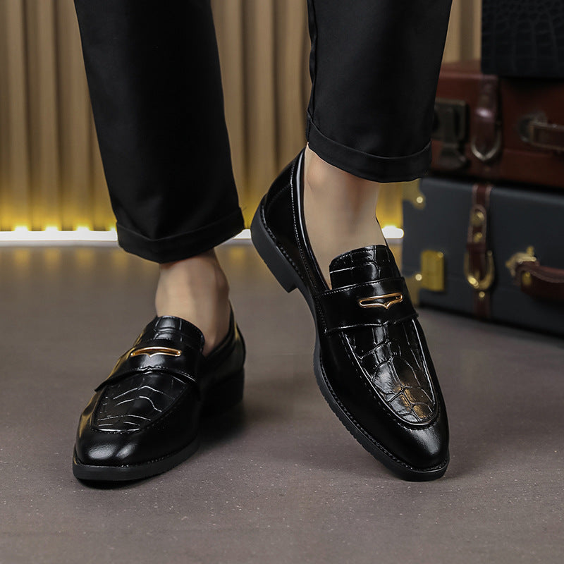 Zapatos de cuero puntiagudos sin cordones para hombre de talla grande para vestir formal o informal de negocios