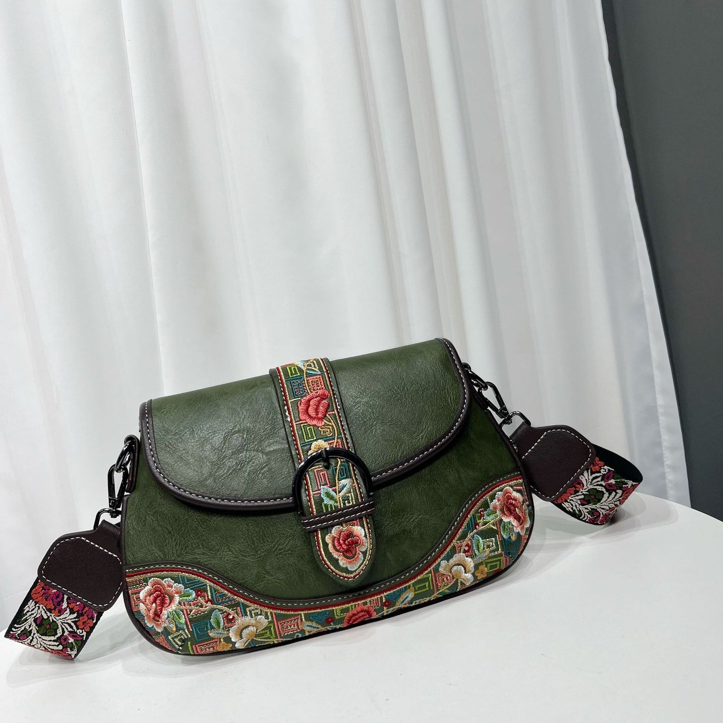 Bolso bandolera bordado estilo retro chino para mujer