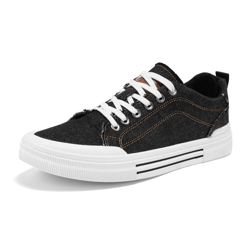 Zapatillas deportivas informales de mezclilla de corte bajo, estilo coreano, talla grande, para hombre