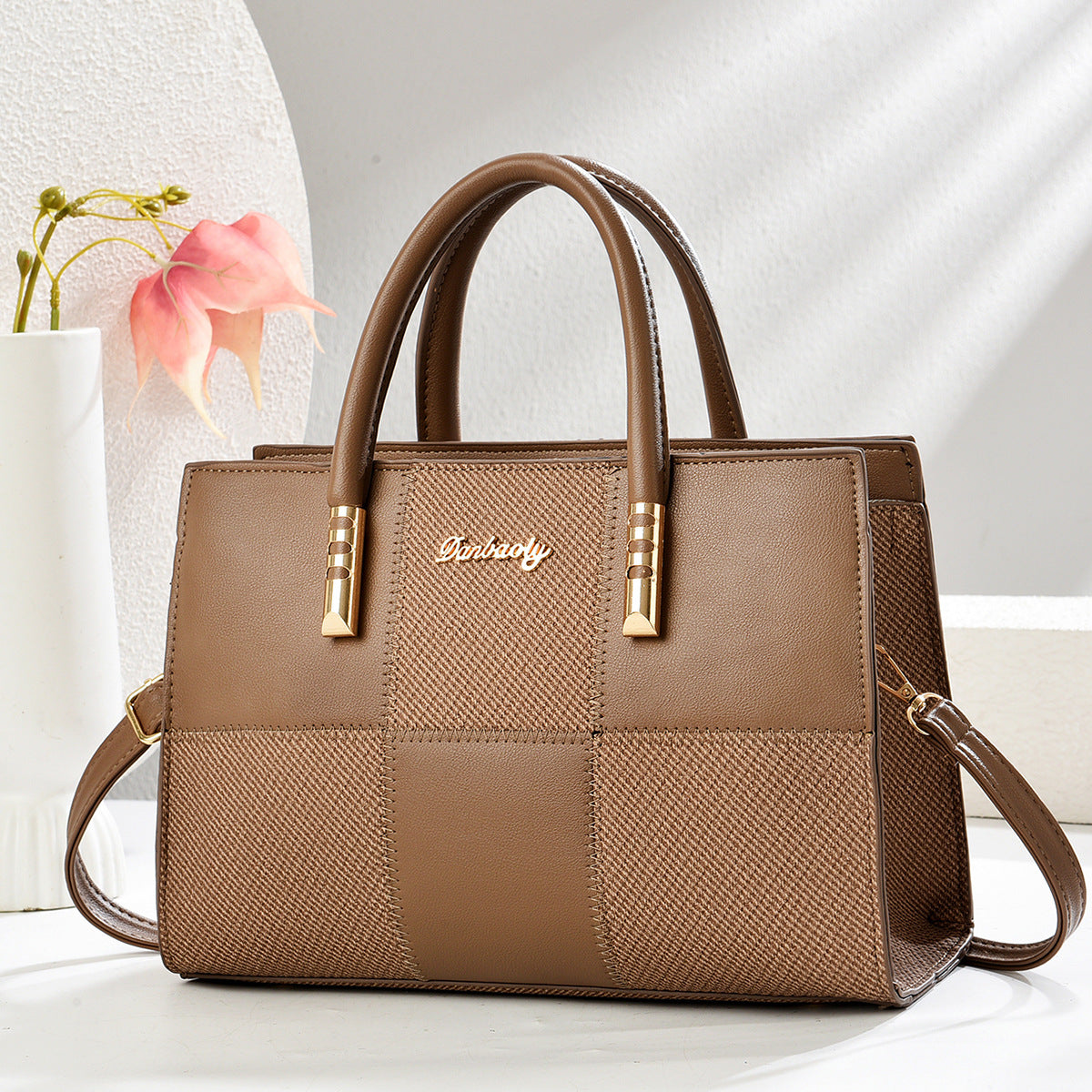 Bolso tote para mujer, nuevo, elegante, de gran capacidad, con diseño atrevido de retazos de bloques de color