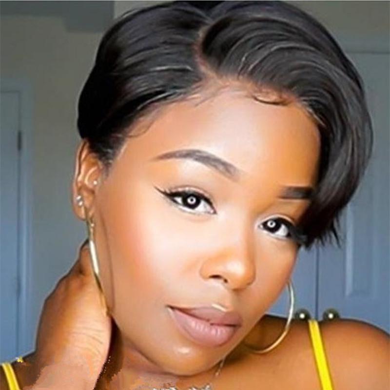 Peluca Bob Corta Pelucas Frontales de Encaje para Mujeres Negras Cabello Humano