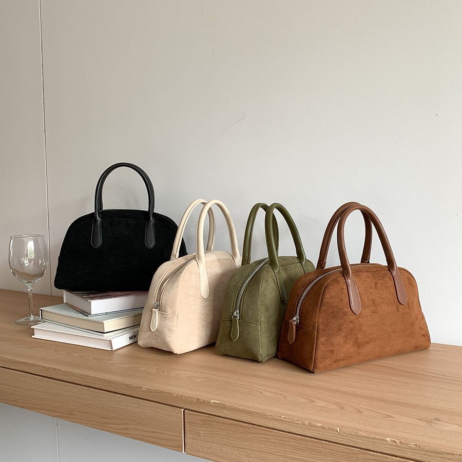 Bolso de mano de ante de gran capacidad para mujer