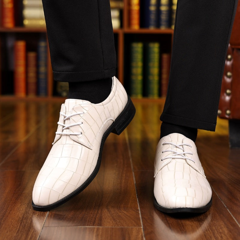 Zapatos de cuero transpirables de punta para hombre, estilo formal casual