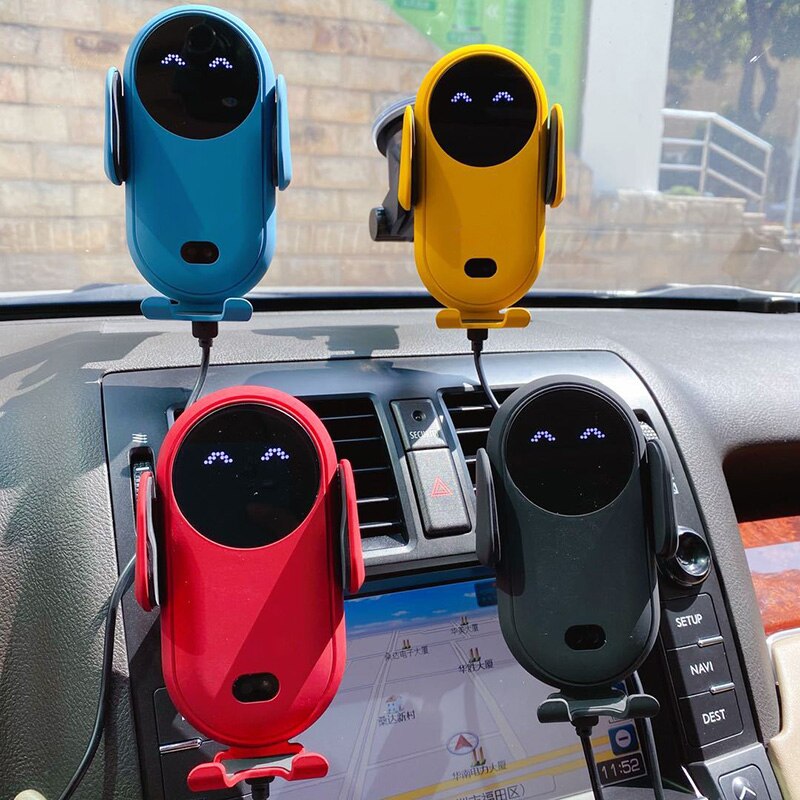 Soporte de teléfono para coche con cargador inalámbrico e inducción infrarroja
