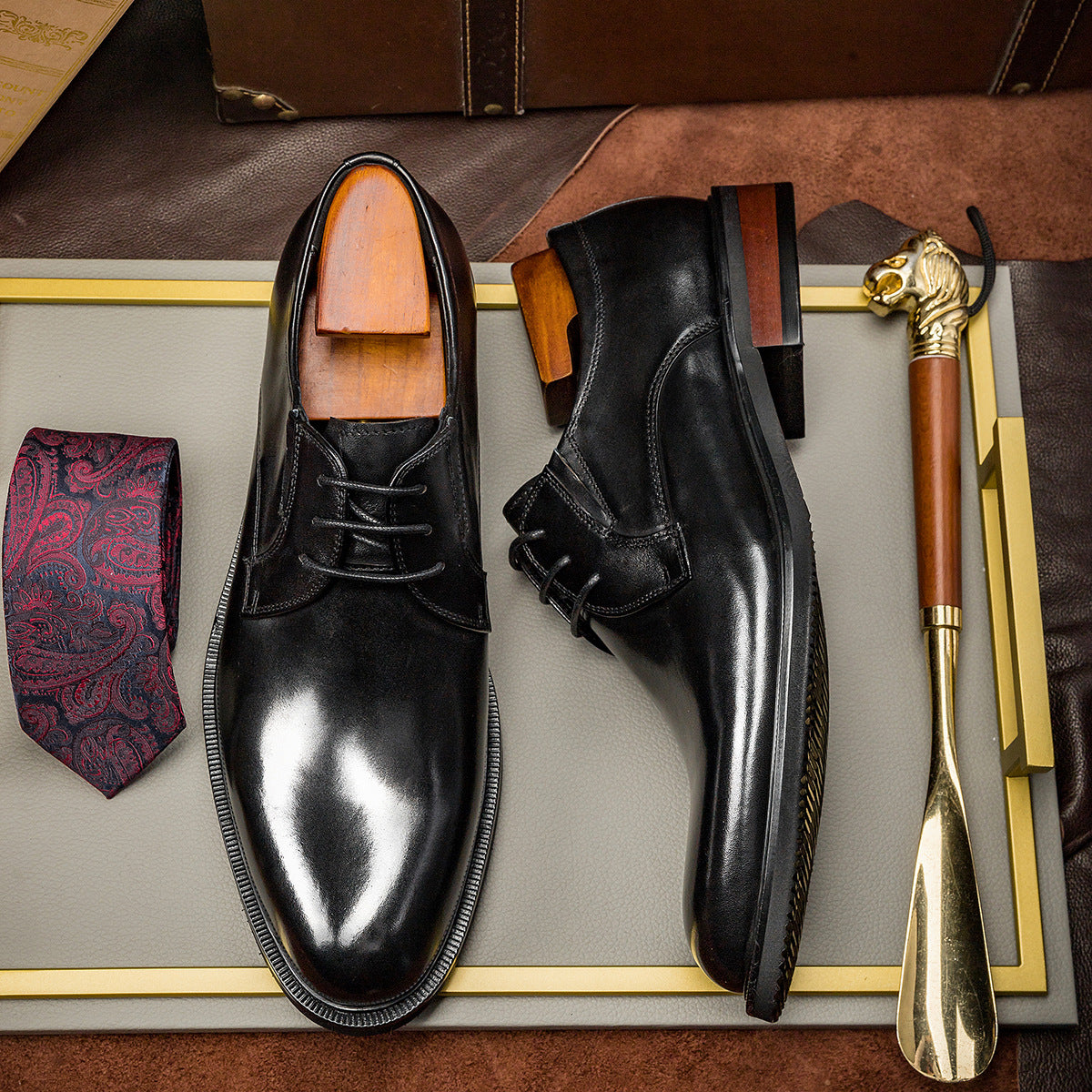 Nuevos zapatos de cuero de negocios para hombre estilo coreano